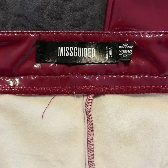 Misguided Burgundy Vinyl Pants J20 - Picture 3 of 5